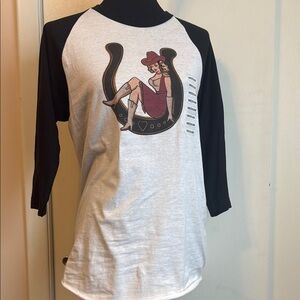 Vintage Style Raglan Tee with Cowgirl Graphic